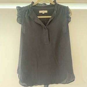 Loft charcoal ruffle blouse